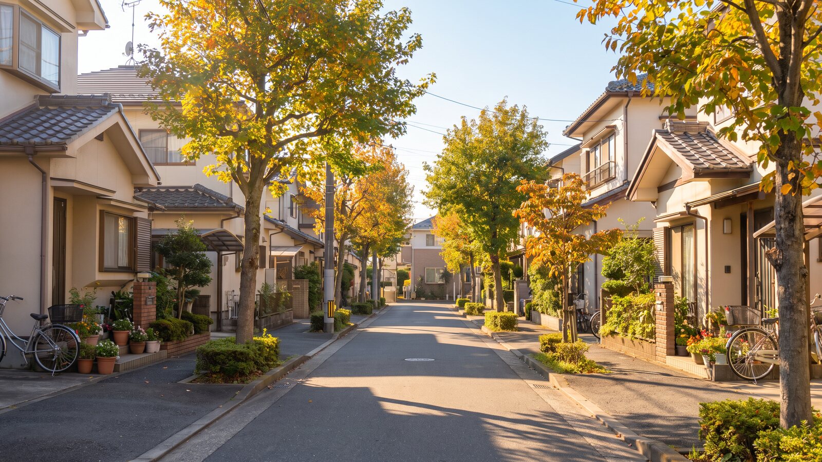 午後の日差しが差す、落ち着いた住宅街